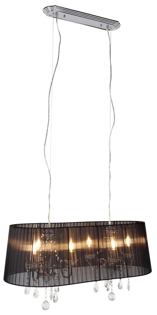 Luster chrómový s čiernym 80 cm 6 svetiel - Ann-Kathrin
