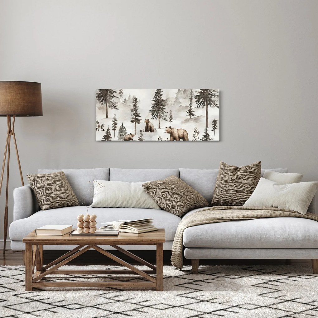 Obraz - Les s medveďmi (120x50 cm)