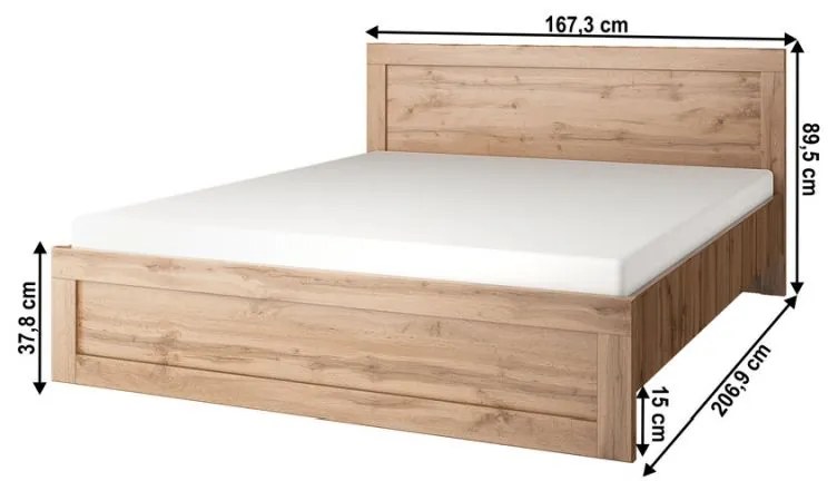 Kondela Manželská posteľ, 160x200, dub wotan, MORATIZ
