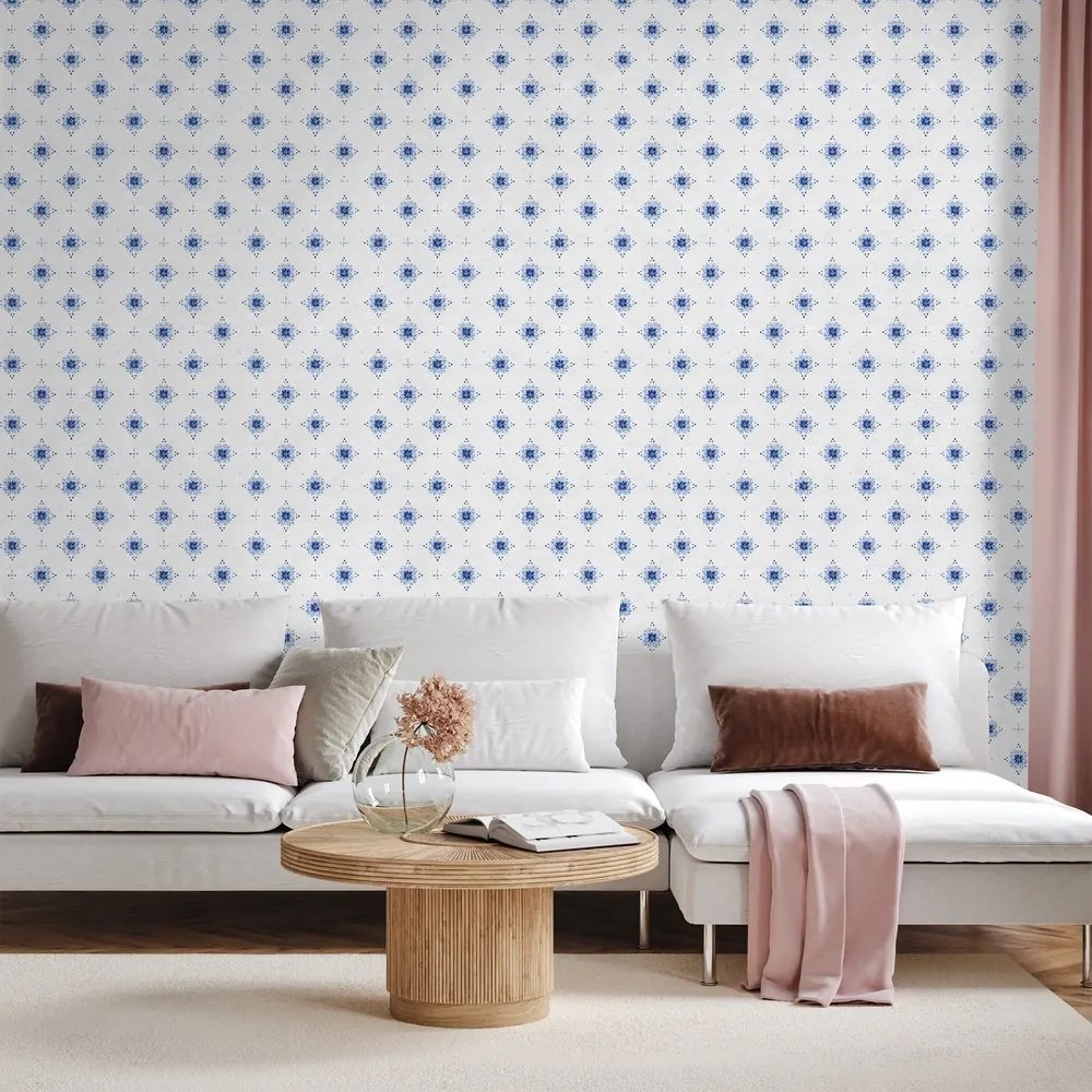 Samolepiaca fototapeta modré kvetinové ornamenty