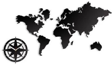 Sammer Ultra tiché nástenné hodiny mapa sveta World2Black