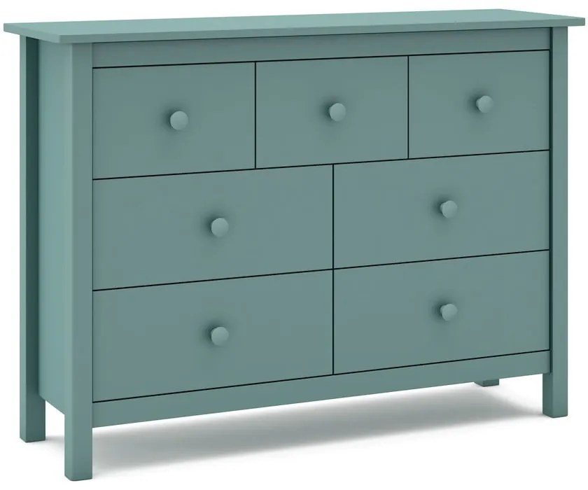 Nízka detská komoda z borovicového dreva v petrolejovej farbe 110x80 cm Max – Marckeric