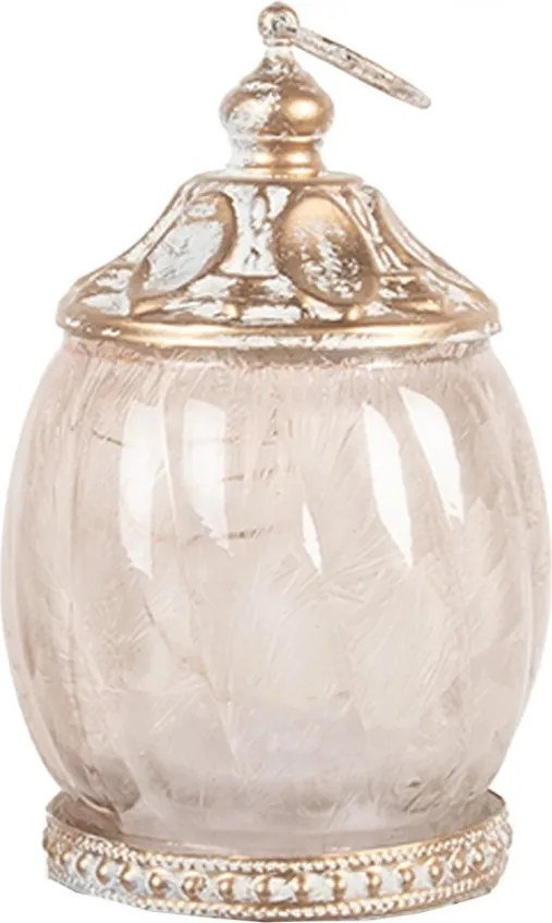 Béžová sklenená svietiaca LED lampáš Balli - Ø 7*11 cm