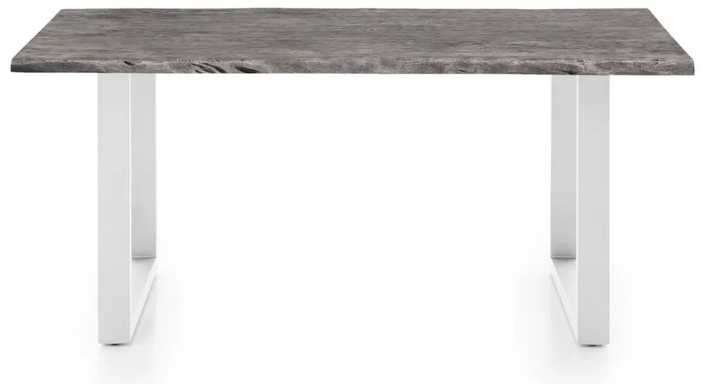 furniture-nabytek.cz - Masivní jídelní stůl Bullwer z akácie a kovu, šedo-bílý, lakovaný – 140×90 cm