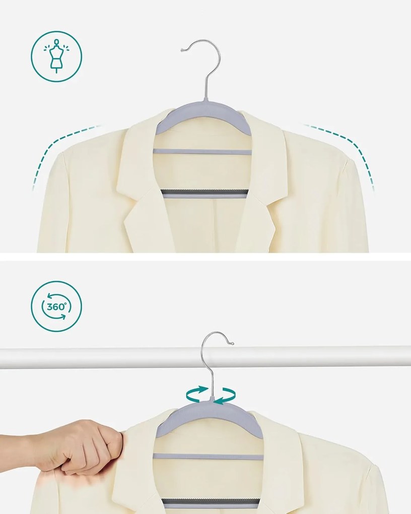 Súprava 50 ks plastových ramienok Nevora sivá