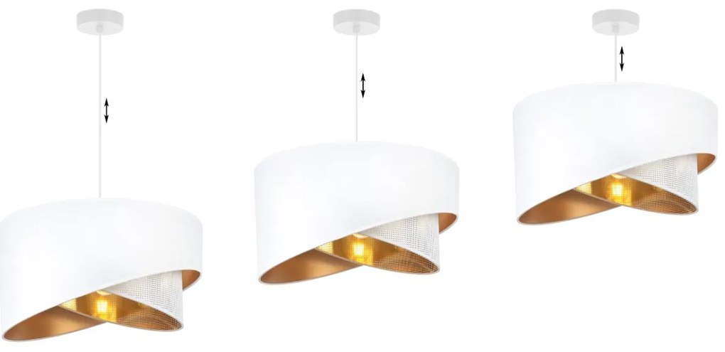 Závesné svietidlo Asti Duo, 1x PVC/biele textilné tienidlo, (fi 45cm), g, w