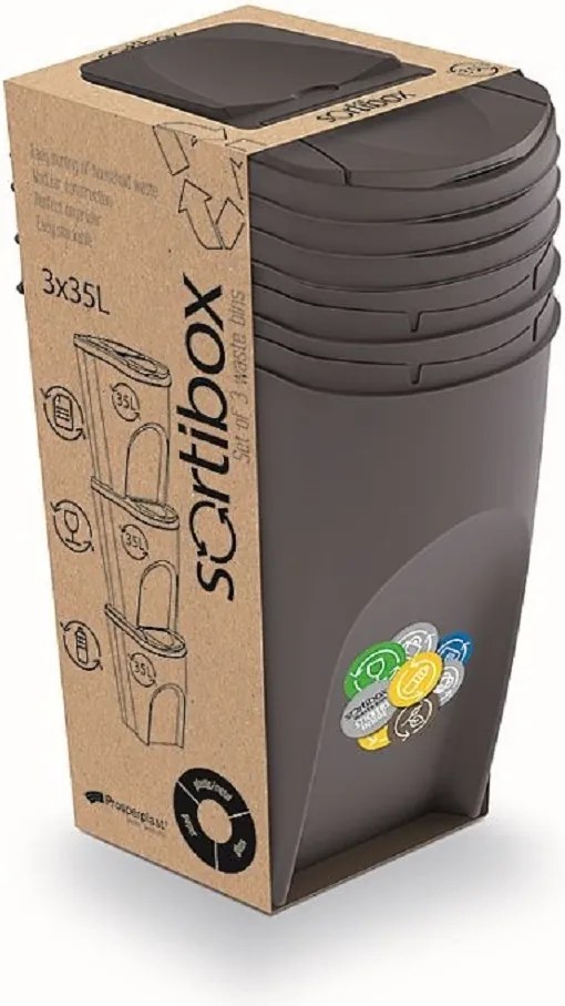PROSPERPLAST Sada odpadkových košov SORTIBOX, 3x35l