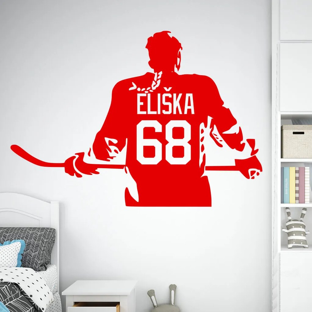 Veselá Stena Samolepka Hokejistka s menom Farba: béžová, Veľkosť: 60 x 42 cm