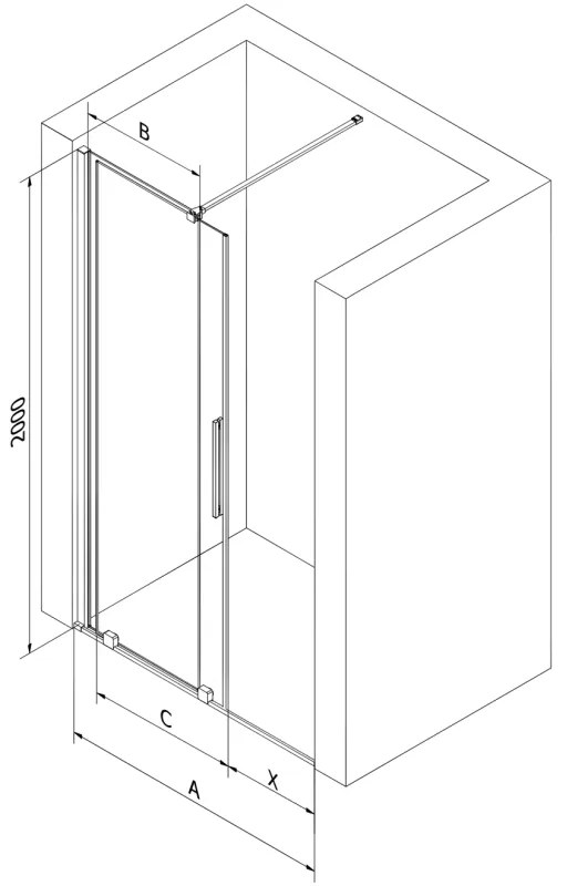 Mexen Velar, posuvné dvere do otvoru 130x200 cm, 8mm číre sklo, chrómový profil, 871-130-000-01-01