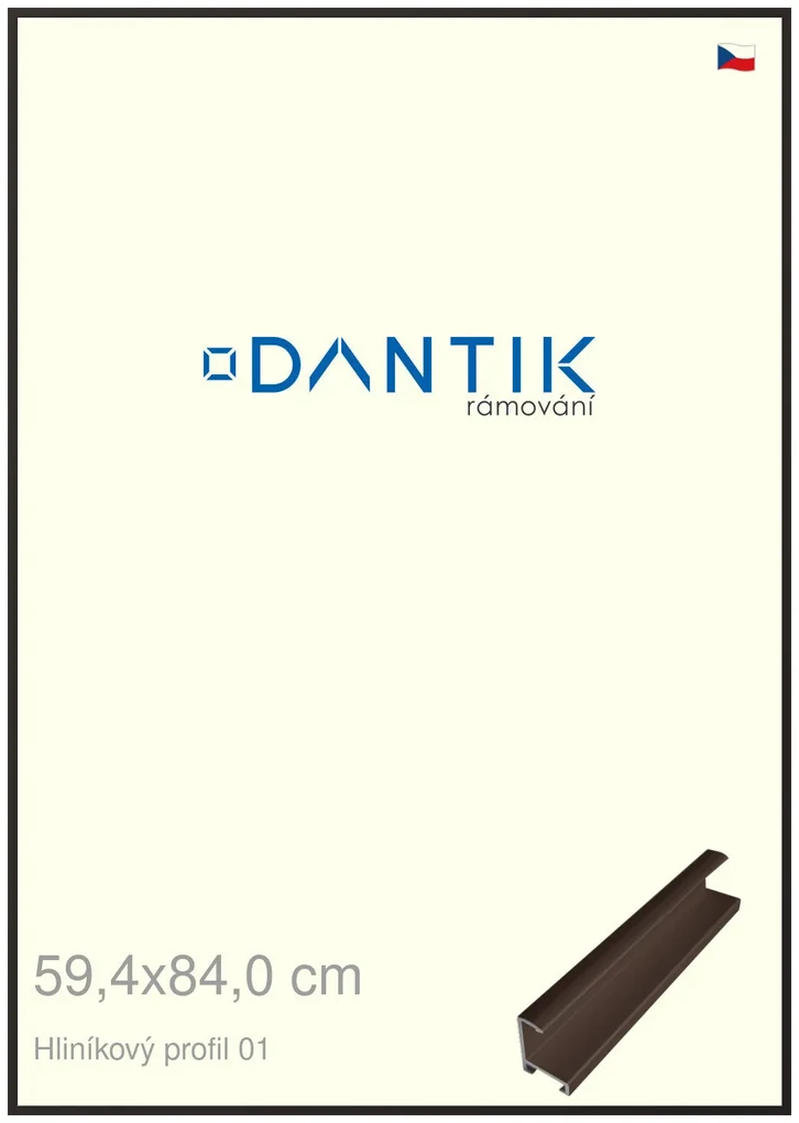 DANTIK rám na obraz 59,4x84 | ALU Hnědá matná (Plexi Čiré)