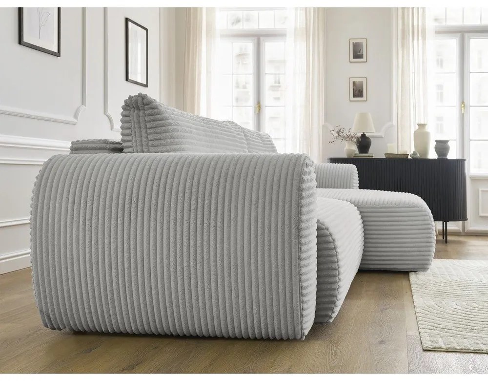 Svetlosivá menčestrová rozkladacia rohová pohovka (pravý roh) Lucien – Bobochic Paris