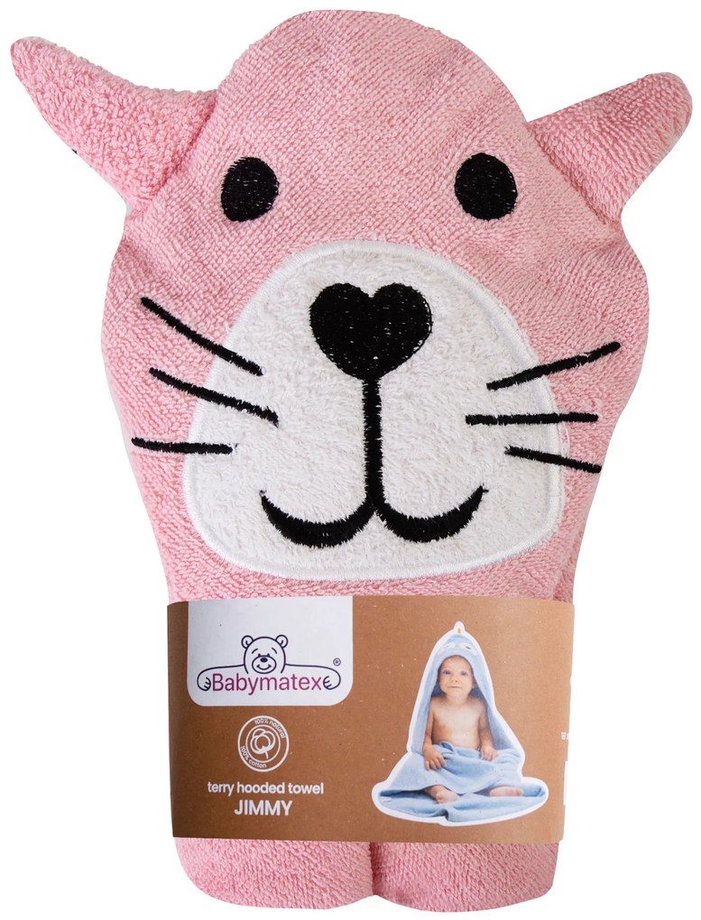 Babymatex Bavlnená osuška pre bábätko s kapucňou Jimmy 80x80cm - Mačička