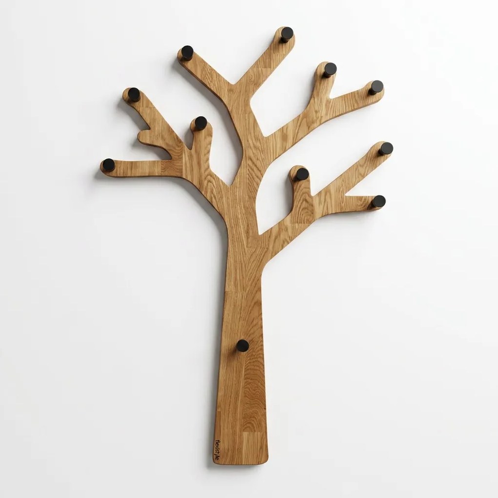 Dekorstudio Dubový nástenný vešiak v tvare stromu Oak Tree – prírodný dub