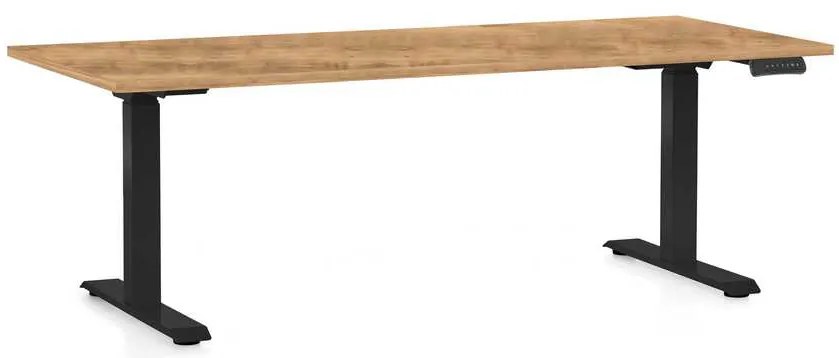 Výškovo nastaviteľný stôl OfficeTech D, 180 x 80 cm, čierna podnož, dub zlatý