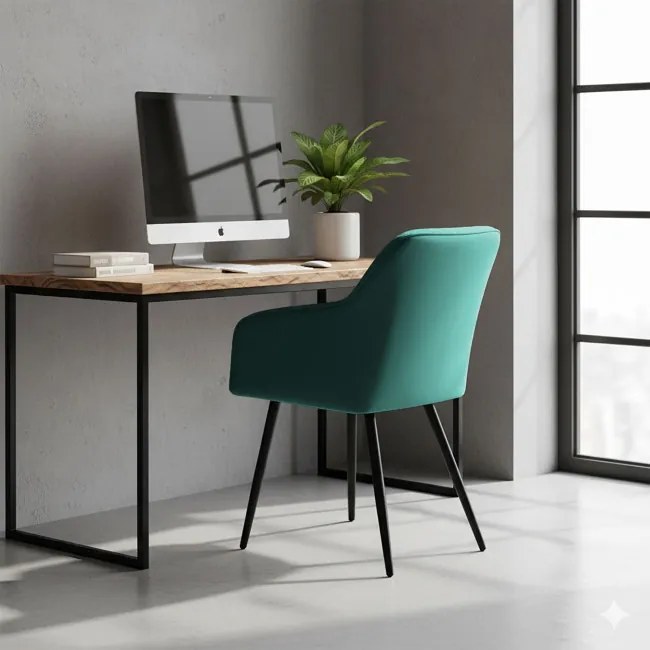 Sada šiestich jedálenských stoličiek DIAMANTE zamatové, fľaškovo zelené / čierne nohy (6 ks)