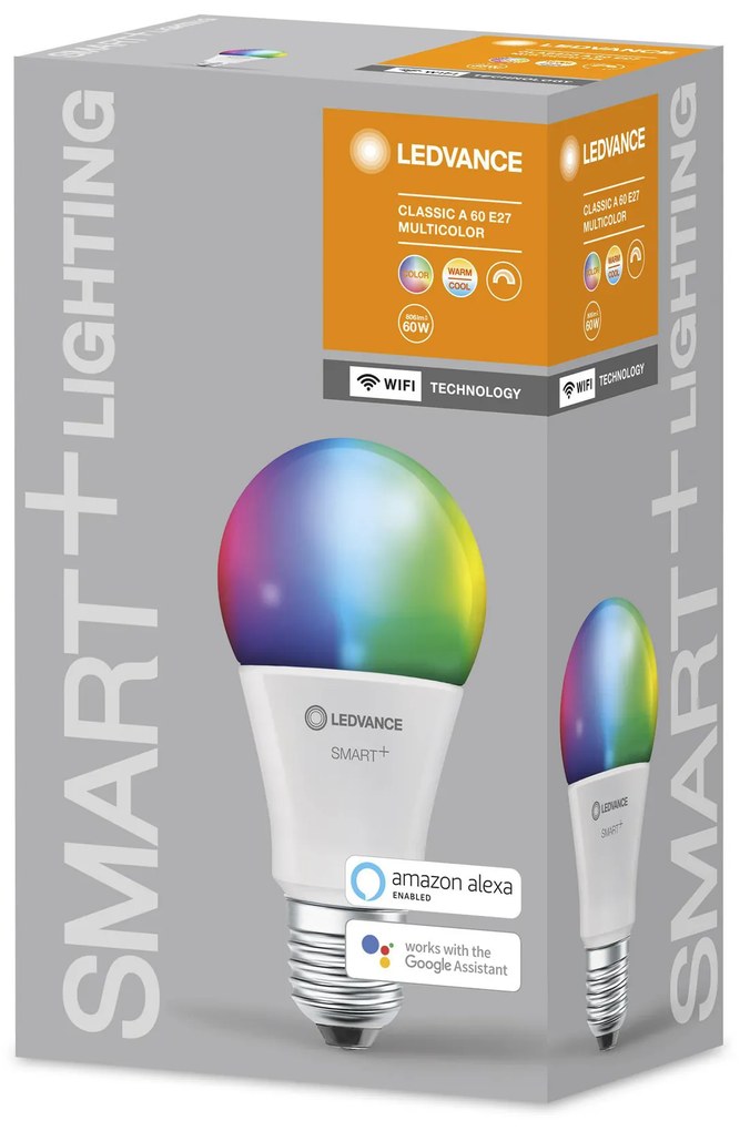 LEDVANCE Inteligentná LED žiarovka SMART+ WIFI, E27, A60, 9W, 806lm, 2700-6500K, teplá-studená biela, RGB