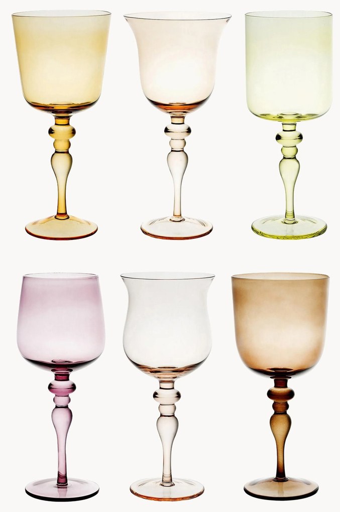 Ručne vyrobené poháre na víno Goblet, 6 ks