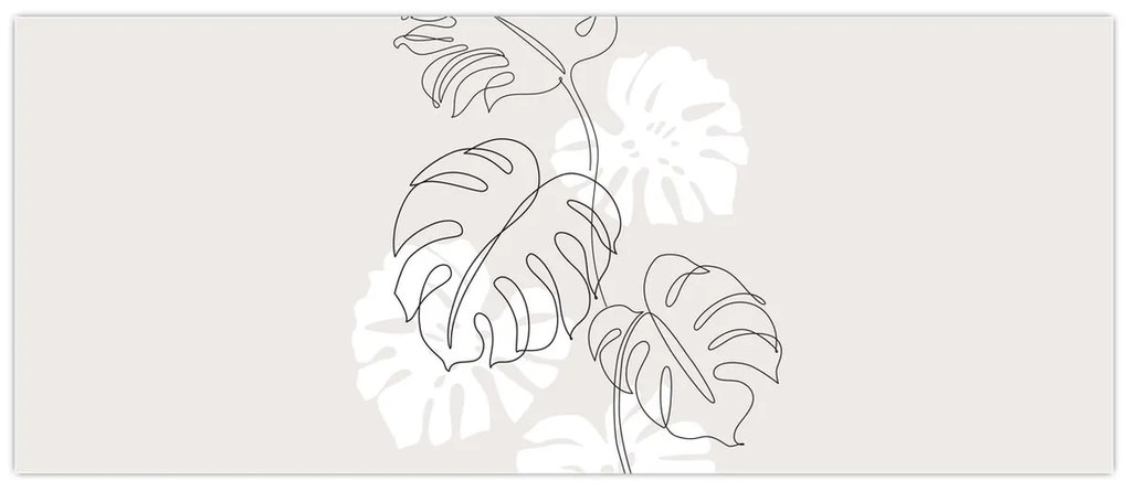 Obraz - Line art monstera N⁰3 (120x50 cm)
