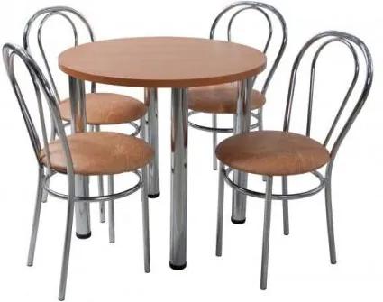 Lacný jedálenský set 4 stolička + guľatý stôl 80 cm olše oranžová - AL8