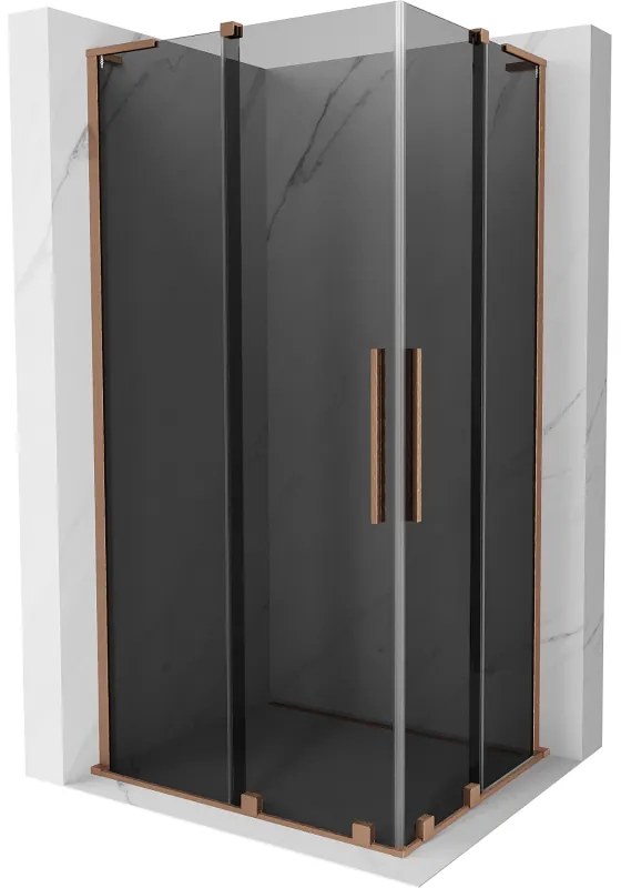 Mexen Velar L Duo, sprchový kút s posuvnými dverami 100 x 90 cm, 8mm šedé sklo, medená matná, 871-100-090-02-43-65