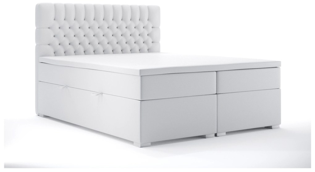 Kontinentálna posteľ 140 cm Daliny (biela ekokoža) (s úložným priestorom). Vlastná spoľahlivá doprava až k Vám domov. 1044204