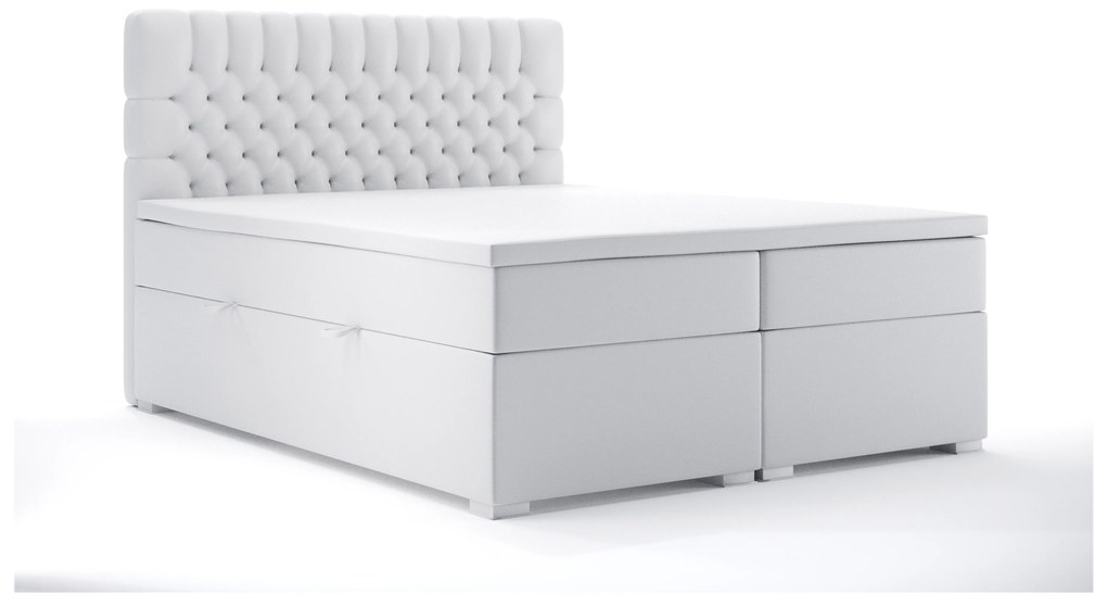 Manželská posteľ Boxspring 180 cm Daliny (biela ekokoža) (s úložným priestorom). Akcia -20%. Vlastná spoľahlivá doprava až k Vám domov. 1044206