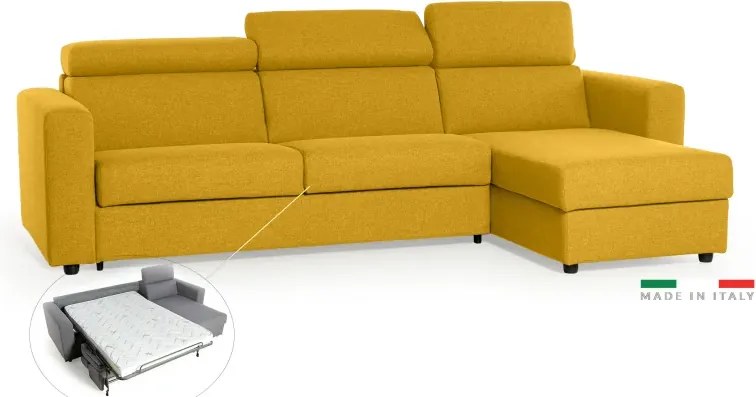 Rohová sedacia súprava na každodenné spanie TAVOLA rozkladacia, žltá (penelope 08), 140