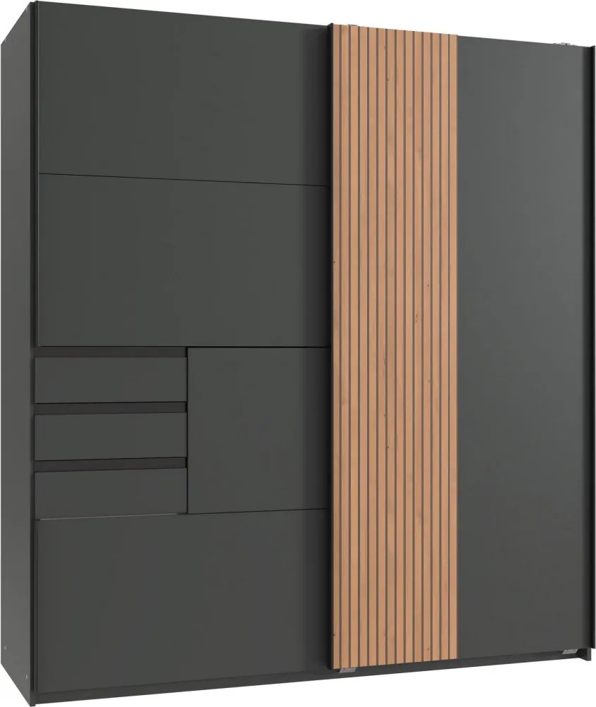 Šatníková skriňa Coburg, 180 cm, grafit/dub artisan