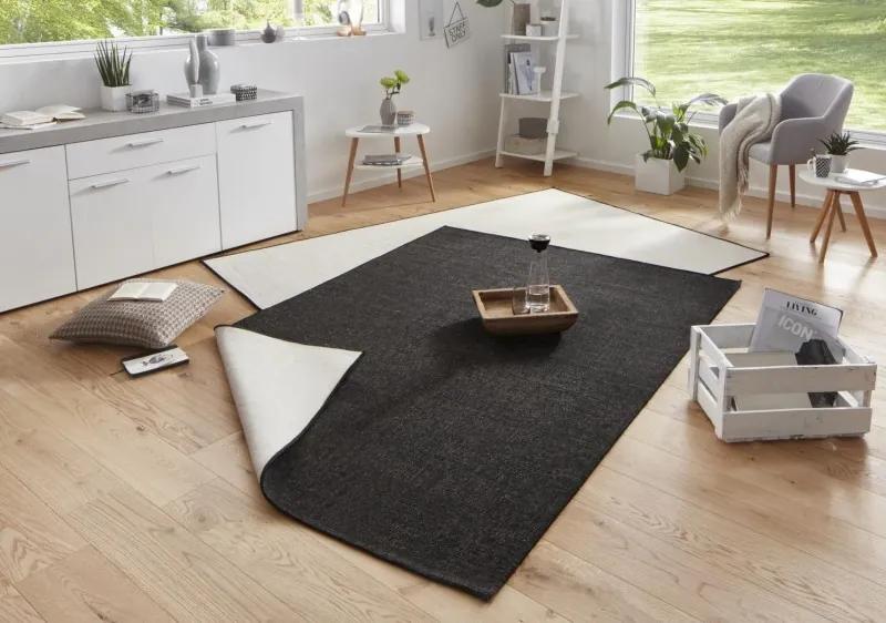 Bougari - Hanse Home koberce Kusový koberec Twin-Wendeteppiche 103096 schwarz creme - 80x150 cm