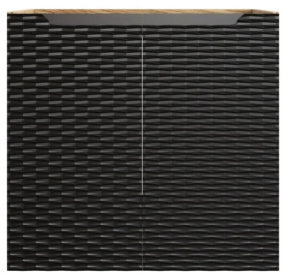 Závěsná skříňka Ocean Nika I s deskou a umyvadlem 60 cm černá/dub olejovaný