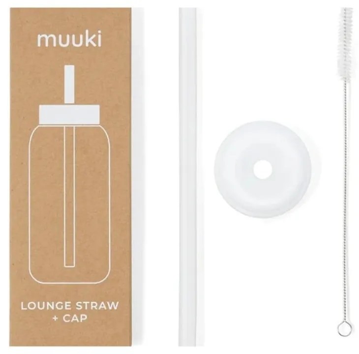 Silikónová slamka s čistiacou kefkou/s viečkom Clear – Muuki