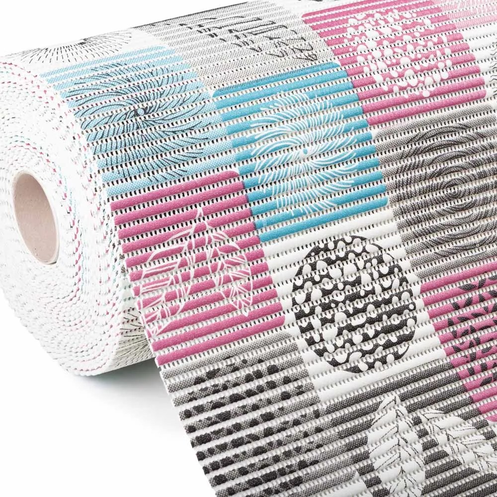 Kúpeľňová penová rohož / predložka PRO-027 Ružovo-modré dlaždice - metráž šírka 65 cm