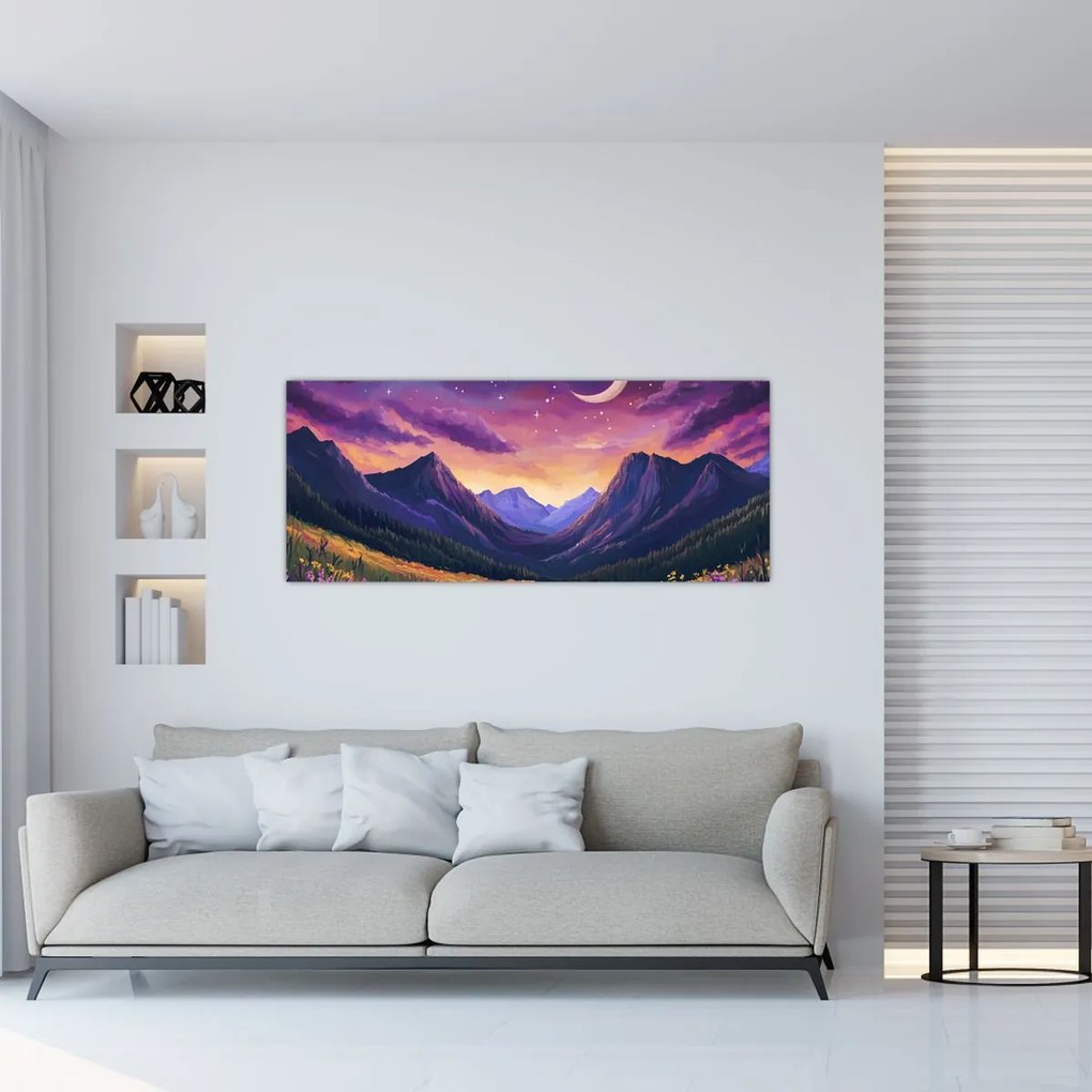Obraz - Fialová krajina (120x50 cm)