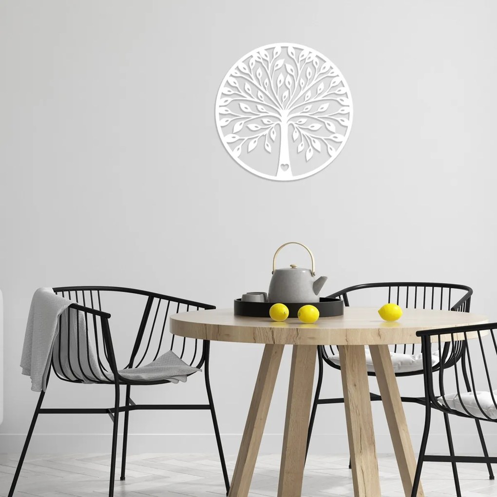 Nástenná drevená dekorácia STROM biela