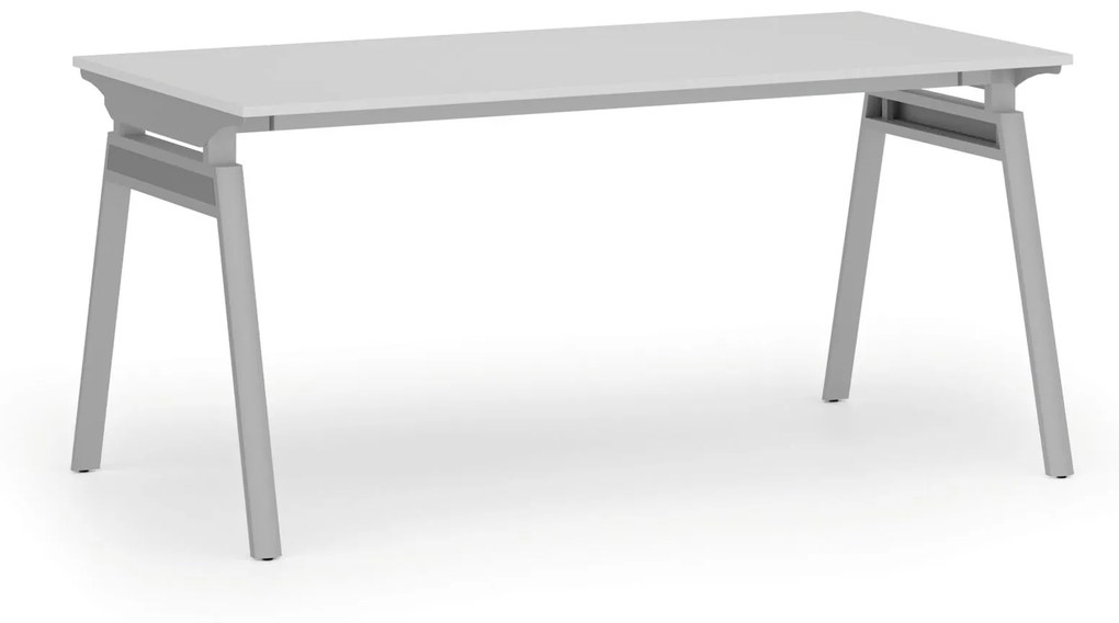 Kancelársky stôl PRIMO SIGMA, 1600 x 800 mm, sivá podnož, biela