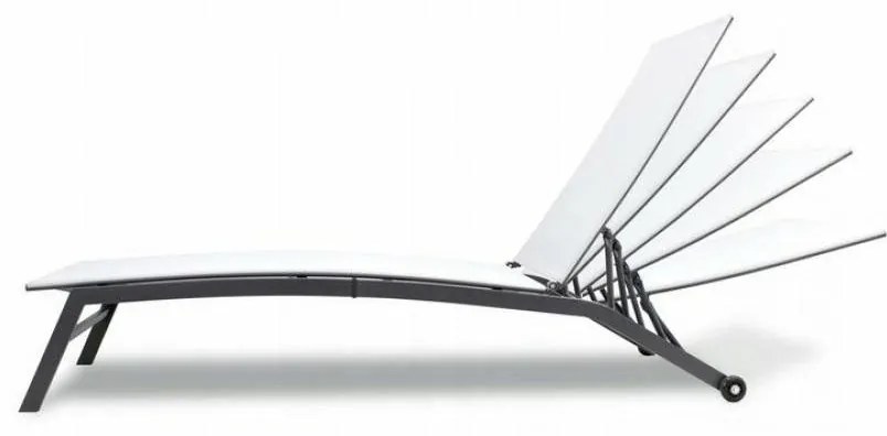 Záhradné ležadlo s kolieskami sivá, 195 x 90 x 63 cm