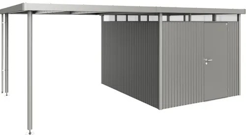 Prístrešok pre záhradný domček Biohort HighLine H5 282 x 315 cm sivý kremeň metalický