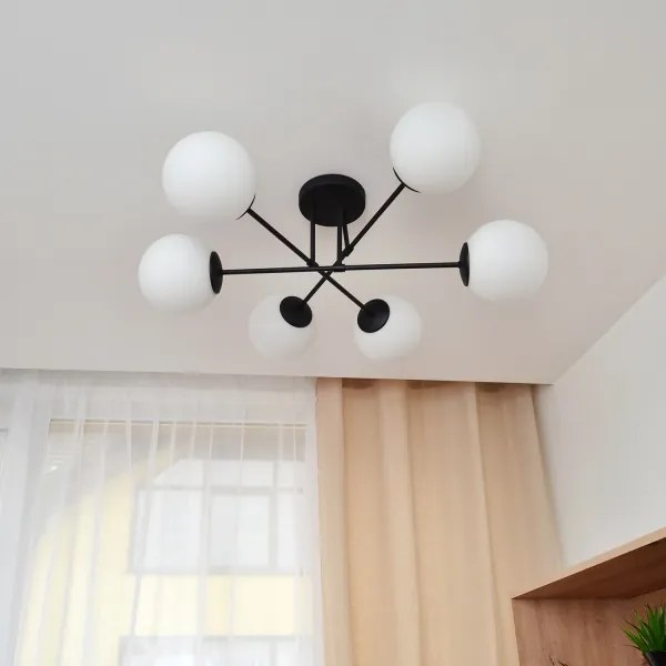 Prisadený luster MOON 6xE27/15W/230V čierna