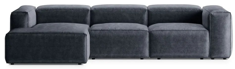 Sivomodrá menčestrová rohová pohovka (ľavý roh/s leňoškou) Bergano – Cosmopolitan Design