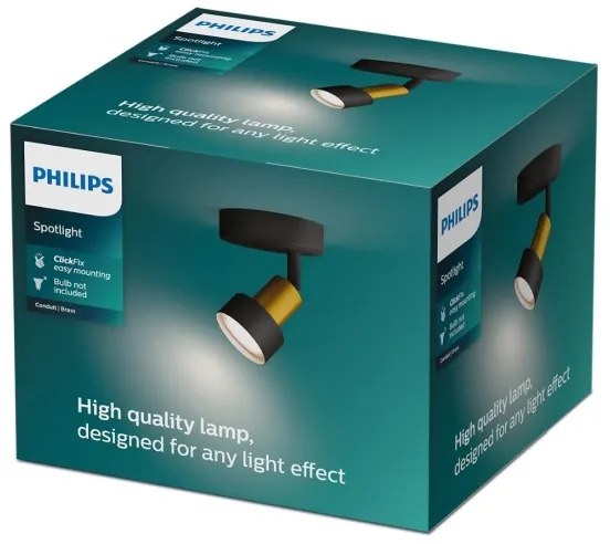 Philips - Bodové svietidlo CONDUIT 1xGU10/5W/230V čierna/mosadz