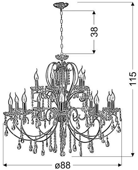 Candellux Zlatý krištáľový luster Aurora pre žiarovku 15x E14 30-99801
