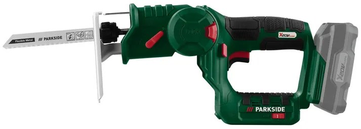 Parkside®  Aku priamočiara a chvostová píla Psssa 20-Li B2 + Akumulátor 20 V 2 Ah + Nabíjačka 20 V 2,4 A  (800011852)