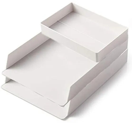 Zeller Present Súprava 3 plastových organizérov na písacie a kancelárske potreby, UNTENSIL, biely