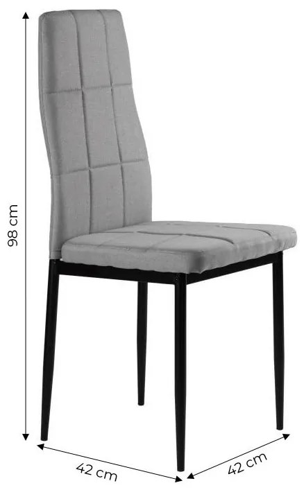 Súprava 4 čalúnených stoličiek s vankúšikom do jedálne a obývačky, 4 kusy, sivá