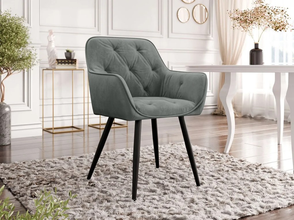 Zamatová jedálenská stolička Alonax, Dostupné poťahy: Magic Velvet 2258, Farby: čierna