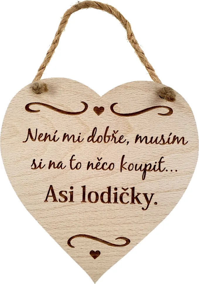 AMADEA Drevené srdce s textom Nie je mi dobre, musím..., masívne drevo, 16 x 15 cm