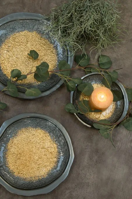 Dekoračný tanier ABI 01 oceľový / zlatý