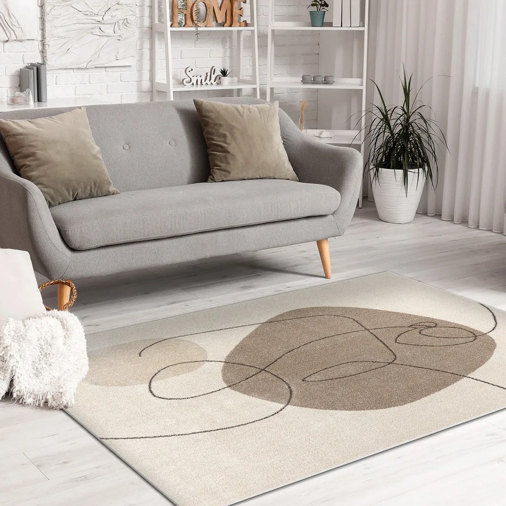 Dywany Łuszczów, Kusový koberec Fusion 8299 cream/beige, 200x290, biela, kancelária