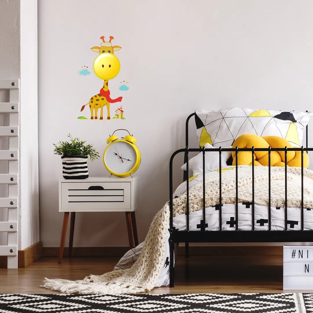 Detské nástenné svietidlo Giraffe, 1x žlté plastové tienidlo, or
