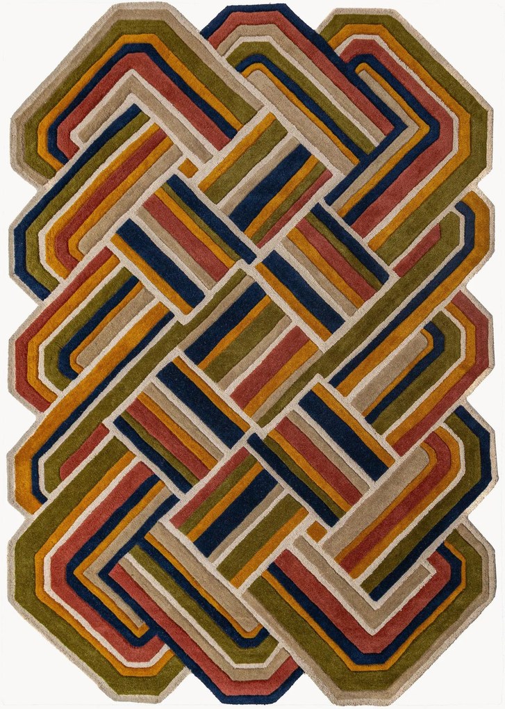 Ručne tuftovaný vlnený koberec's reliéfnou štruktúrou Lattice Shaped
